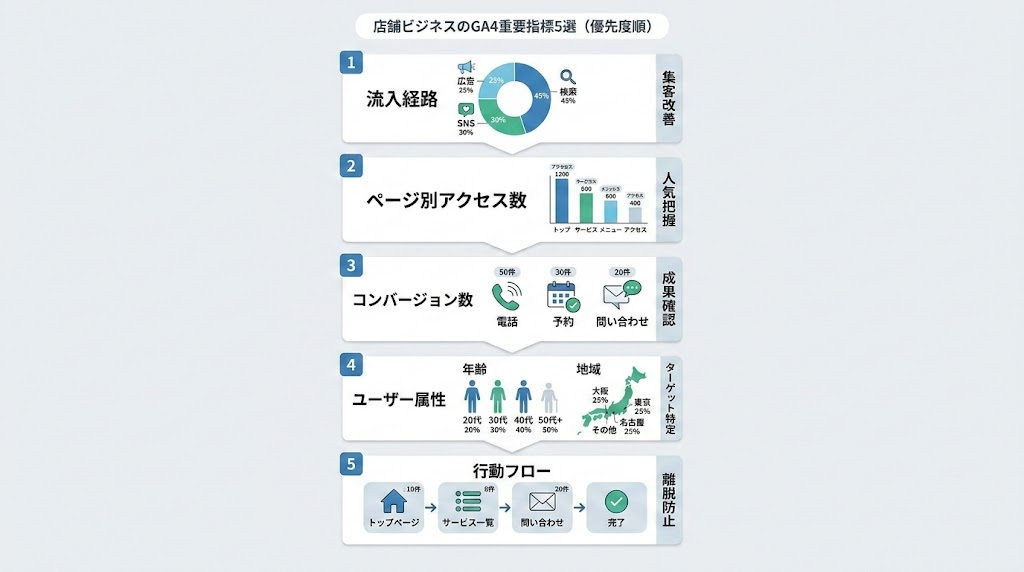 店舗ビジネスがGA4で見るべき5つの重要指標
