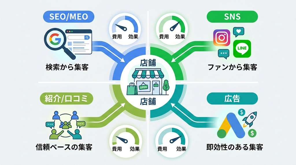 店舗ビジネスに効果的な4つの集客チャネル