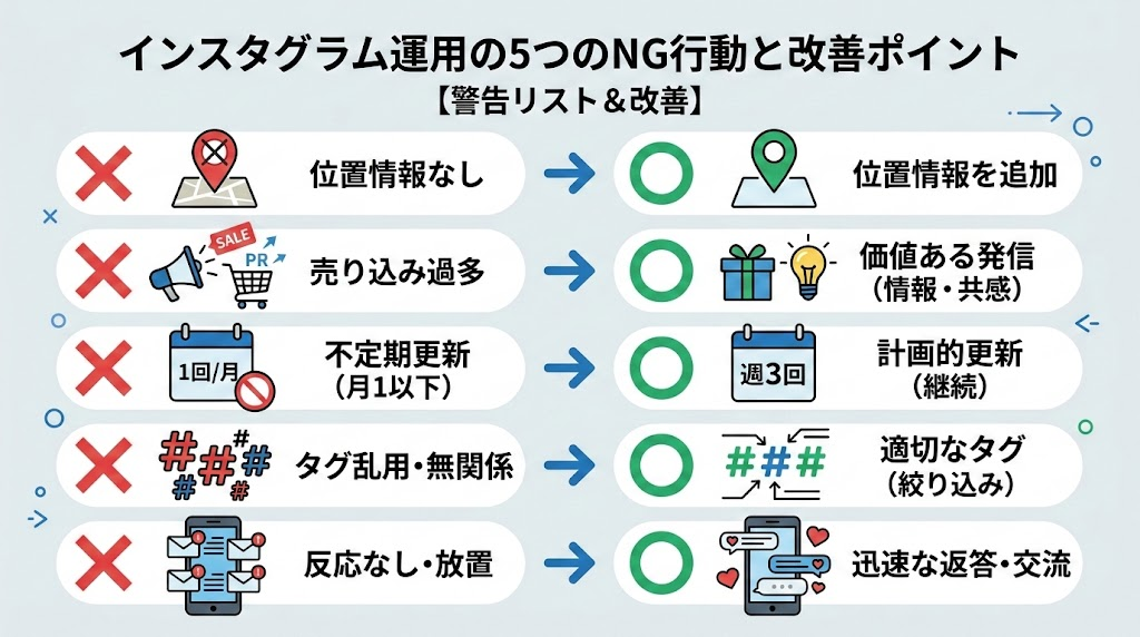 Instagram集客で避けるべき5つのNG行動